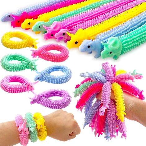 40 Pieces Fidget Stretch Strings, 20CM Sensory Dinosaur Strings, Soothing Noodle Toys, Stretch Strings for Children and Adults, Anti-Anxiety, Restlessness, Party Favors