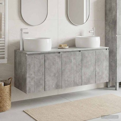 vidaXL Bathroom Cabinet Set 3 pcs Concrete Grey 161.5 x 44.5 x 80 cm (1/5)