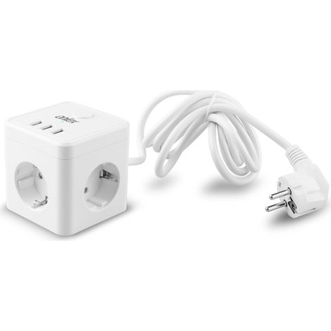Powercube 10a 3 tomas + 3usb onlex cable 1,5m blanco (1/2)