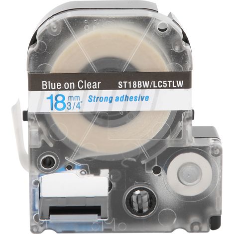 Label Maker Tape 18mm PET Water‑Proof Labeling Tape for Epson Label Printer/KingJim Label MachineBlue Word On Transparent Background (1/5)