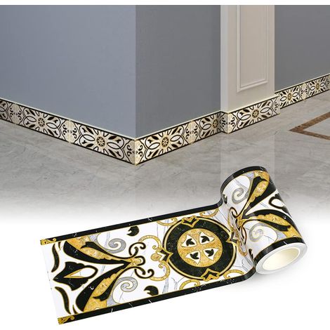 EASYCOMFORT Frise Murale Adhesive 10CM,PVC Imperméable Frise Papier Peint Décorative Autocollant pour Cuisine, Salon,Salle de Bain,Carreaux (Style1) (1/5)