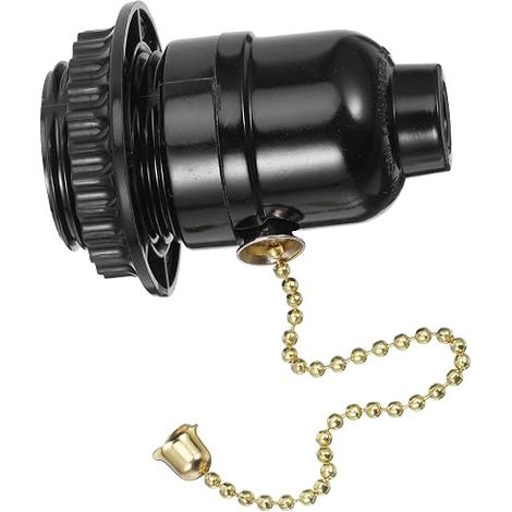Douille E27 en Plastique avec Interrupteur à Tirette Compatible Ampoules Standard pour Luminaire à Tirette Noir 7.2 x 7.2 x 7.2 cm Usage Intérieur (1/5)