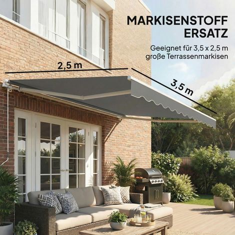 Toile de rechange pour store banne – protection anti-UV UPF 50+ pour armature 3,5 x 2,5 m, gris anthracite