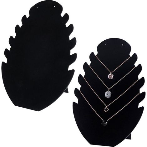 Lot de 2 Presentoir Collier avec 5 Encoches Porte PréSentoir Bijoux Diy Crafts Support de PréSentation de Bijoux de Bureau Présentoir Collier Support Velours Porte Bijoux pour Collier, Pendenti (1/5)