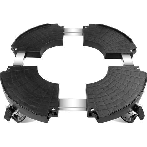 Support à plantes réglable avec roulettes 40-58,5 cm, support rond pour pots de fleurs capacité de charge 250 kg, plateau roulant noir avec roulettes 360° (1/5)