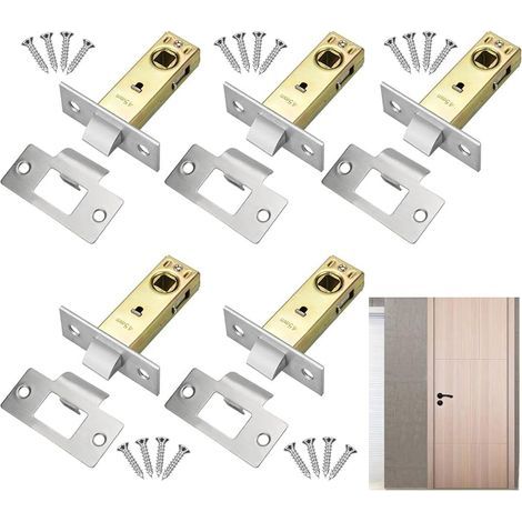 Lot de 5 loquets tubulaires en alliage d'aluminium et de fer, 45 mm, à mortaiser, antirouille, robustes et durables. (1/5)