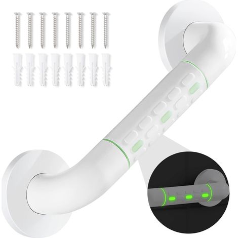 Toilet grab bar, Bathroom grab bars with anti-slip surface, stainless steel handle, shower support with illuminated rings - with cover flange, 30 cm modunful (1/5)