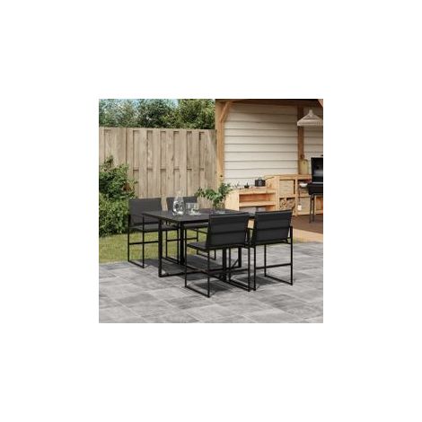 Ensemble à manger de jardin avec coussins 5 pcs noir textilène (1/5)