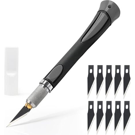 Scalpel lames de Antirouille, Cutter de Précision, Modelisme, pour Découpe de Travail d'art Bricolage, Spéléologie, Sculpture, Couteaux de Loisirs, Gris (1/5)