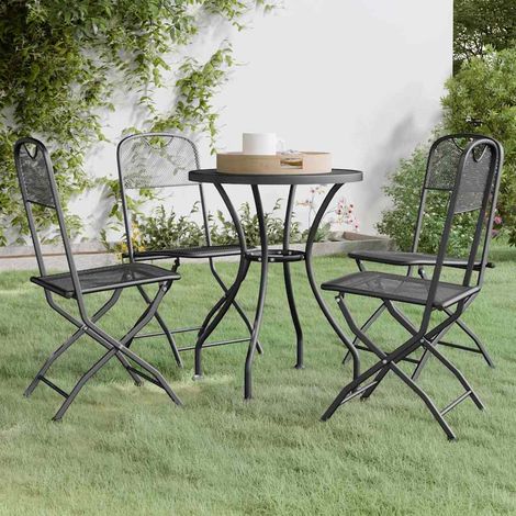 Ensemble Table et Chaise de Jardin 5 pcs - Mobilier à dîner de jardin Maille Métal Anthracite BV463642 - BonneVie (1/5)