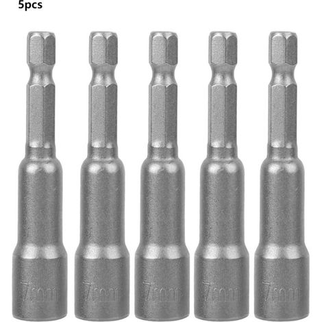 5 pièces adaptateurs hexagonaux magnétiques 7mm pour perceuse visseuse, embouts de vissage en acier (1/5)