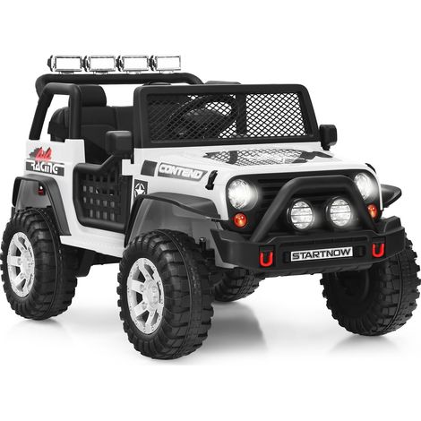 12V Kinder-Elektroauto mit Fernbedienung, Lichtern, Musik, Weiß