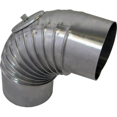 Bertrams Bogen aus Aluminium DN 130 90 Grad mit Kontrollverschluss gerippt