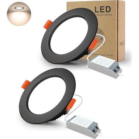 Spot Led Encastrable Noir Extra Plat, 10 Pack 5W 500LM = 50W incandescence, IP44, Blanc Froid 6000K, AC 220-240V,Découpe 70-80mm,Rond plafond encastré Pour salle de bain,Cuisine,Salon,Couloir (1/5)