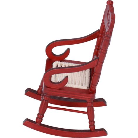 Chaise miniature pour maison de poupée, meuble en bois couleur acajou, détails raffinés, teinte vive, échelle 1:12, accessoire décoratif (1/5)
