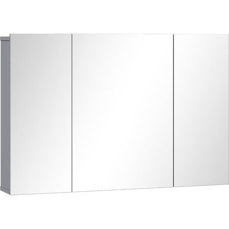 Grauer 3-türiger Spiegelschrank für Bad 90 x 15 x 60 cm aus MDF (1/5)