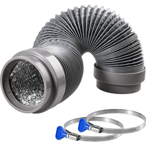 Tuyau d'Évent de Sécheuse 1.5m 10cm Flexible Multicouche Aluminium Isolé Résistant à la Chaleur Avec 2 Colliers Pour Ventilation Salle de Bain Box de Culture (1/4)