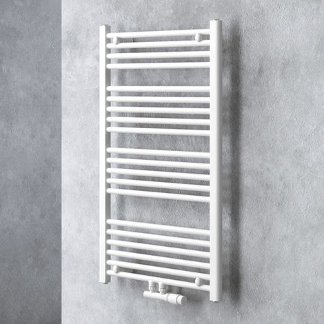 doporro Radiateur de Salle de Bain Sèche-Serviette 100x60cm Tubulaire Vertical Chauffage Électrique Blanc avec Résistance pour Radiateur 600W RHE (1/5)