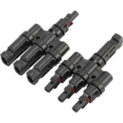 MC4-Photovoltaikstecker, Solarmodul-Baugruppe, professioneller Solarmodul-Kabelstecker, 3-poliger T-Solarstecker MFFF/FMMM für Solaranlagen (1/4)