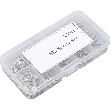 Kit de 103 vis M3 assorties, en acier inoxydable, à tête hexagonale creuse, résistantes à la rouille, pour modèle réduit de voiture RC XV01. (1/5)