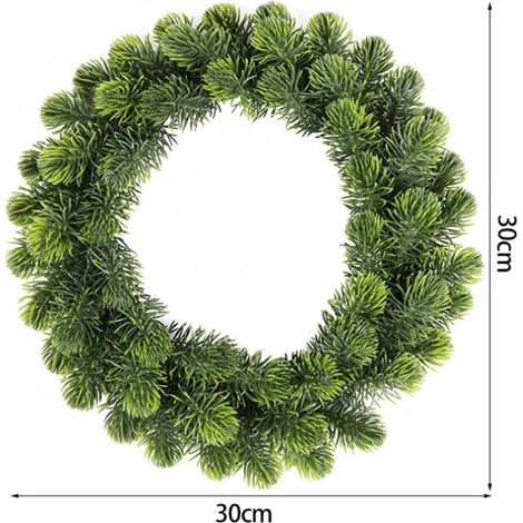 Guirlande De Noël - Couronne Artificielle En PVC - Pour Porte D Entrée Intérieur Extérieur - Diamètre 30 Cm - Vert (1/5)