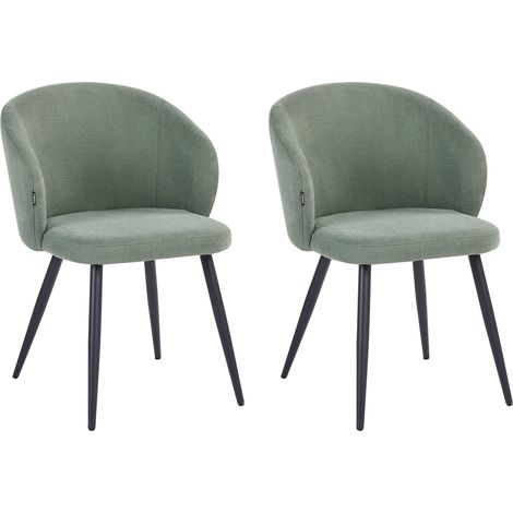 Conjunto de 2 sillas de comedor tapizadas sin reposabrazos diseño retro base de metal verde claro Moundville (1/5)