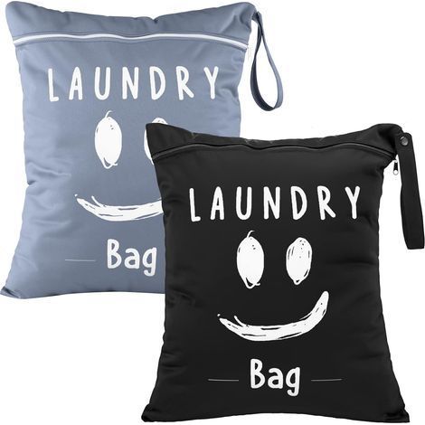 Sac a linge de voyage impermeable motif smiley noir 38x48cm sac de rangement indispensable pour voyage (1/4)