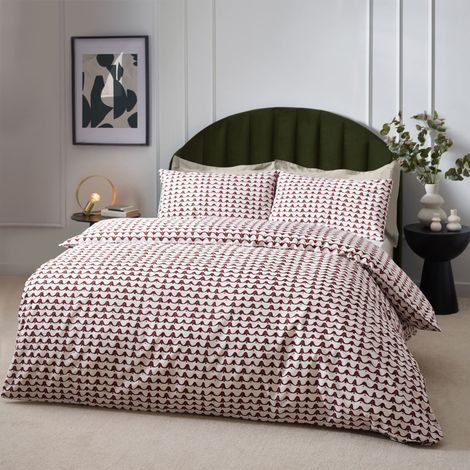 Parure De Lit – Housse de Couette en Coton Riche Motif Aquarelle Abstraite (Rouge Châtaigne – Taille UE – Double – 200x200cm) (1/4)