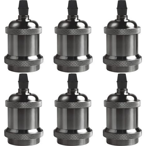 E27 Vintage Edison douille de support de lampe, 6 × douille de plafond base de lampe base de lampe rétro suspendu support de lampe suspension adaptateur de lampe accessoires de lampe, noir (1/4)