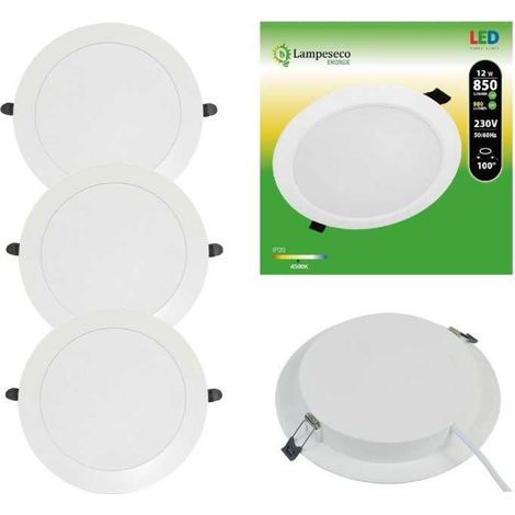 Lot de 3 Spot Encastrable LED Downlight Panel Extra-Plat 12W Blanc Neutre 4200-4500K (1/4)