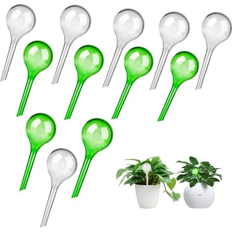 Globes d arrosage 12 Pièce Petits Automatique Boule d irrigation Plastique Bulbes Goute Goute Arrosage Vacances Arrosage Interieur (1/4)