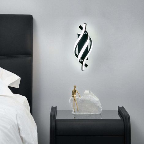 Applique murale LED 18W – Lumière blanche froide 6000K – 1620 lumens – Design incurvé noir pour chambre et salon (1/4)