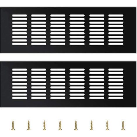 2 Pièces Grille d’Aération Extérieure en Aluminium Réglable Noir pour Ventilation Murale ou Fenêtre (1/4)