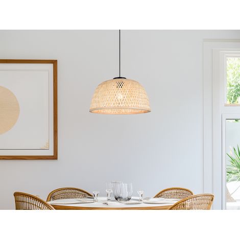 LED Pendelleuchte mit Korbgeflecht Lampenschirm aus Bambus, Ø 40cm (1/5)