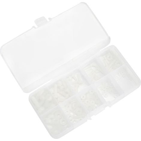 Kit de 150 vis en nylon avec rondelles hexagonales assorties - Fournitures industrielles M2, M2.5, M3, M4, M5 (1/5)