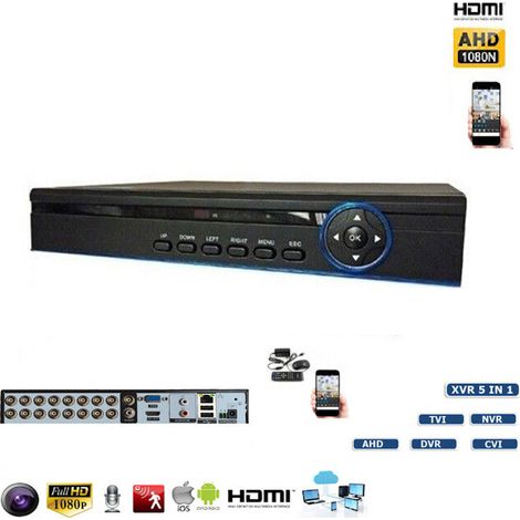 DVR VIDEOSORVEGLIANZA 16 CANALI FULL HD IBRIDO AHD NVR AHD COULD MOBILE APP IP TV