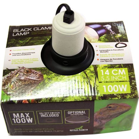 Reptiles Planet - Black Clamp 14 - Supporto per Lampadina a Morsetto per terrario - Ø 14 cm - H 16 cm