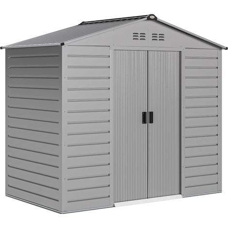 2,43 ㎡ Abri de rangement, 213 x 131 x 192 cm Cabane de rangement avec Satteldach, Abschließbare porte coulissante, wetterfest, gris