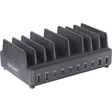 VOLTCRAFT UC-240W01 Station de charge USB 240 W 6x USB-C®, 4x USB-A Fast Charge, Quick Charge, Power (1/5)