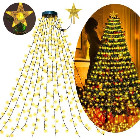 Guirlande Lumineuse Sapin - 2m 400 LEDs Blanc Chaud 8 Modes Télécommande - Pour Décoration Intérieur/Extérieur Maison et Jardin (1/5)