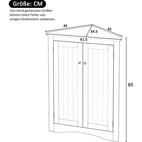 Eckschrank Badezimmer 61,5x34,5x80 cm aus weißem MDF, 2 Türen, platzsparend – MEUBLIV (1/5)