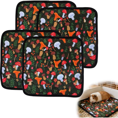 Lot de 4 Lavables Absorbants Tapis Pipi pour Cochon d'Inde Doublures de Cage Cochon d'Inde Tapis Absorbant Anti-Fuites et Antidérapant Réutilisables Tapis Propreté pour Animaul (1/5)