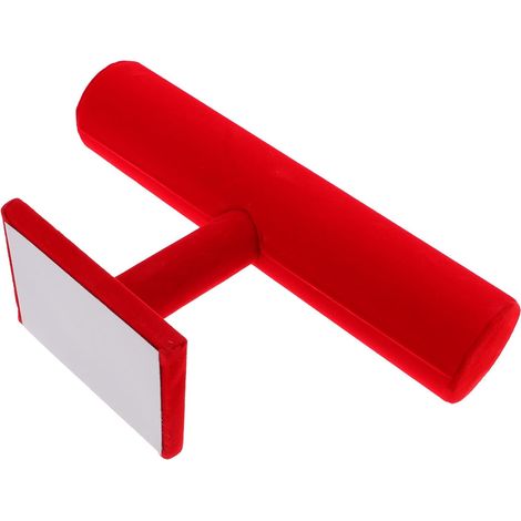 Soporte para pulseras, de franela roja y lino, de 1 nivel, tipo T, con base estable, para joyas y relojes, para uso doméstico. (1/5)