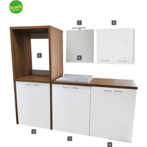 Savini Lavatoio da Incasso Metacrilato Noce-Bianco Lucido 71x65x91 cm (1/2)