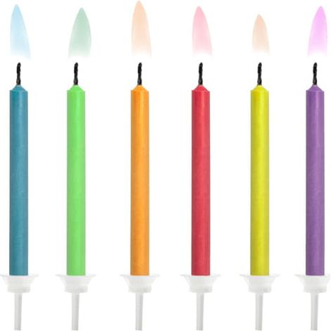 Candeline magiche di compleanno con fiamma colorata, 6 pezzi (1/2)