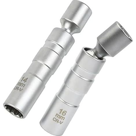 2-teiliges Zündkerzensteckschlüssel-Set 16 mm/14 mm, Magnetschlüssel, Zündschlüssel, 12-Punkt-Magnetantrieb zum Ausbau von Kfz-Zündkerzen - (1/5)