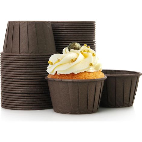 50 PièCes Moule à Cupcakes en Papier Caissettes à Muffins en Papier Caissettes à Cupcakes pour Anniversaires,Fêtes,Baby Shower(Marron),Marron,Marron