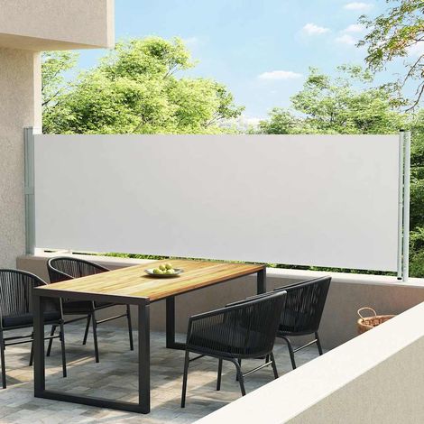 Auvent latéral rétractable de patio - Auvent de jardin Soleil imperméable 140x600 cm Crème BV556609 - BonneVie (1/5)