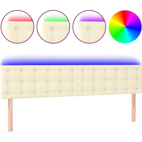 Maison Exclusive - LED Kopfteil Creme 200x5x78/88 cm Kunstleder