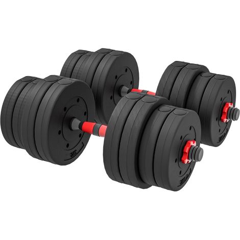 Set manubri 2 in 1 30 kg regolabile con bilanciere e manubri neri MODENUIT (1/4)